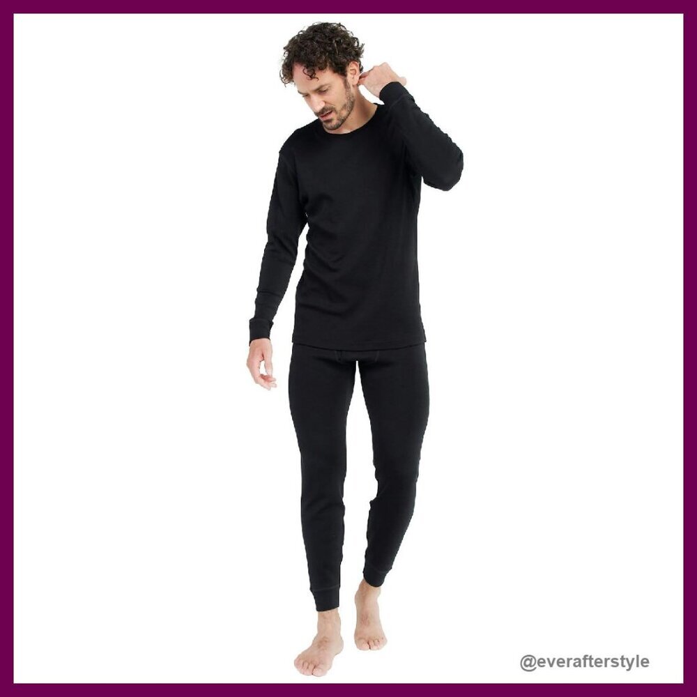 Men's Merino Wool Thermal Underwear Set Lightweight Midweight Base Layer - Picture 1 of 8